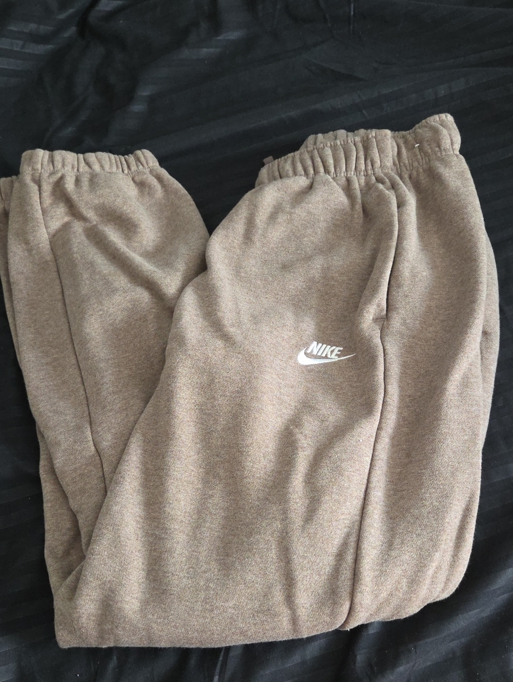 Nike Brown Fleece Joggers with White Swoosh